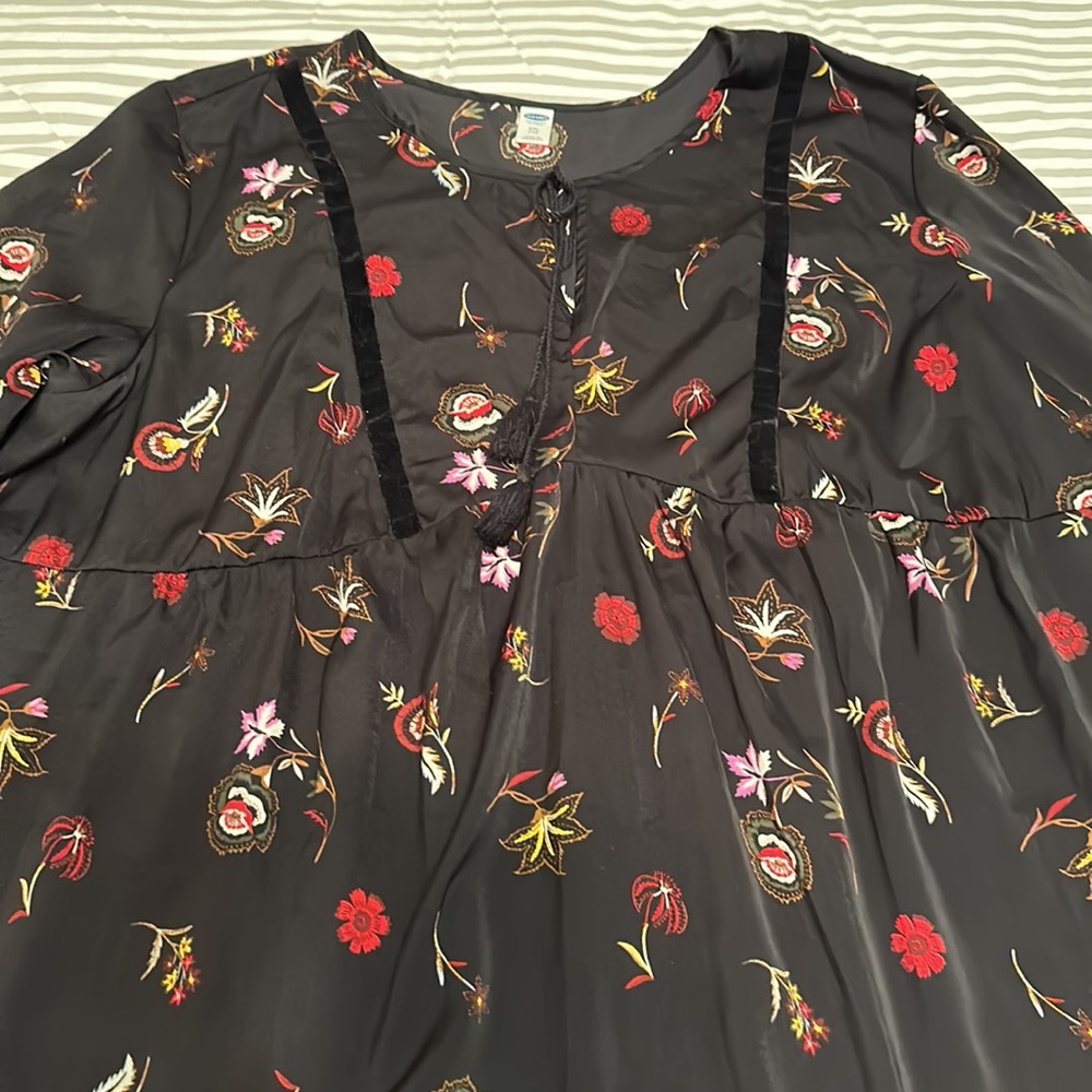 Old Navy Floral Swing Dress Black XXL - Picture 2 of 9